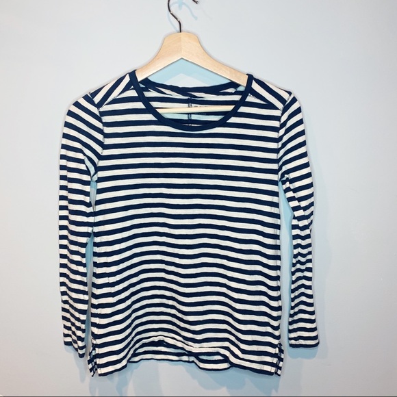 Whisper Cotton Stripe Long Sleeve Crewneck Tee - Picture 2 of 6